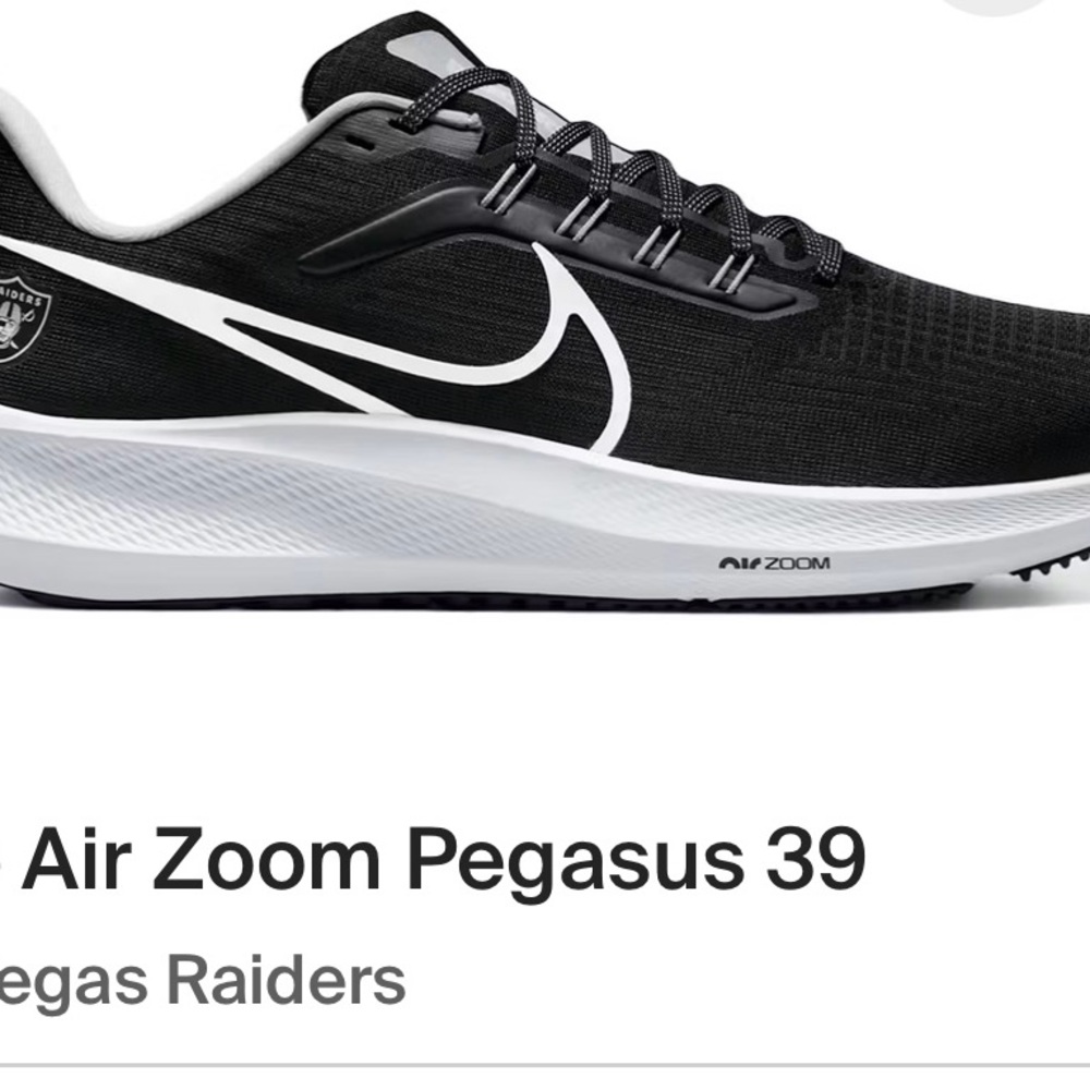 Nike NFL Las Vegas Raiders Pegasus 39 Shoes Las Vegas size 10 Black Sneakers - Picture 2 of 8